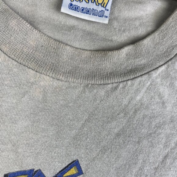 Rare Vintage 1999 Pokemon Tee T Shirt Sand / Off-white / Grey Ash Pikachu READ - Picture 12 of 16